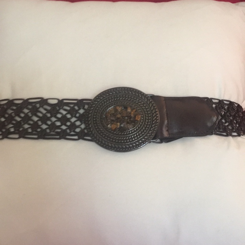 🔴Woven Leather Circle Buckle Belt in Dark Brown